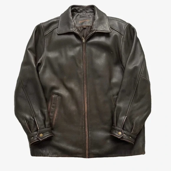 St. John's Bay Vintage Dark Brown 100% Leather Jacket - Picture 1 of 16